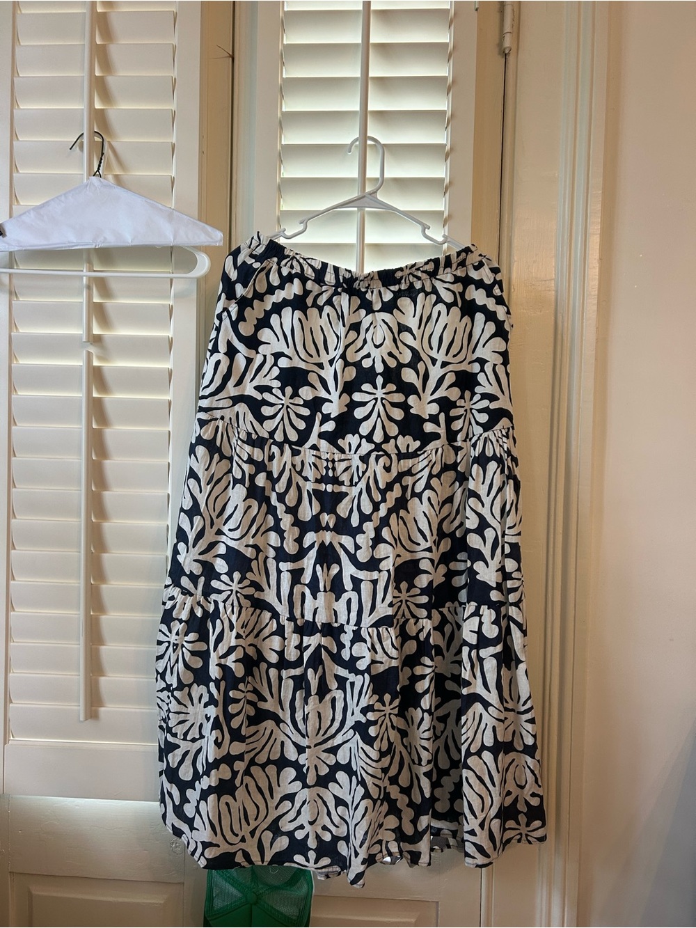 Panama Jack Navy and White Floral Tiered Maxi Skirt